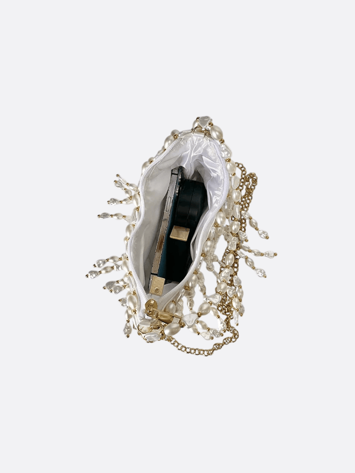 Bag with white pearls